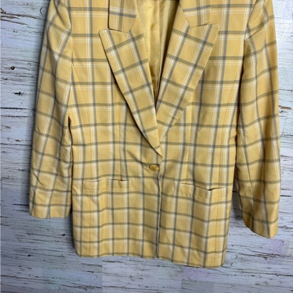Mister Leonard Collection Vintage yellow plaid blazer size 10 - Picture 2 of 6